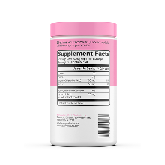 Beauty Patrol collagen powder jar ingredients list