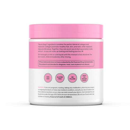 Beauty Sleep collagen powder jar side view
