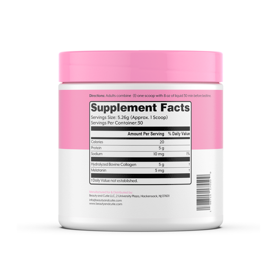 Beauty Sleep collagen powder jar ingredients list